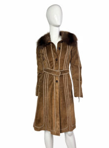 Prada suede coat with fisher fur collar