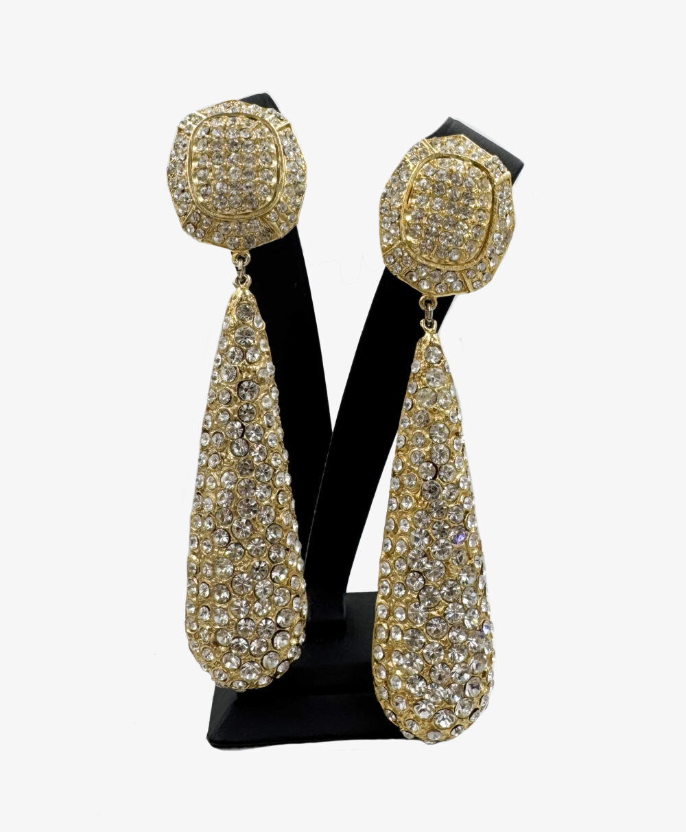Vintage clip-on earrings with rhinestones