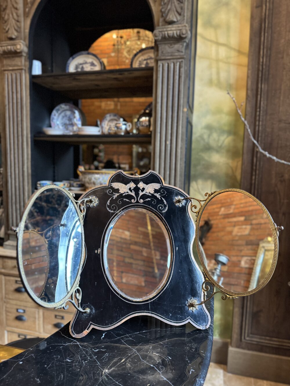 Antique wood mirror, 1890's