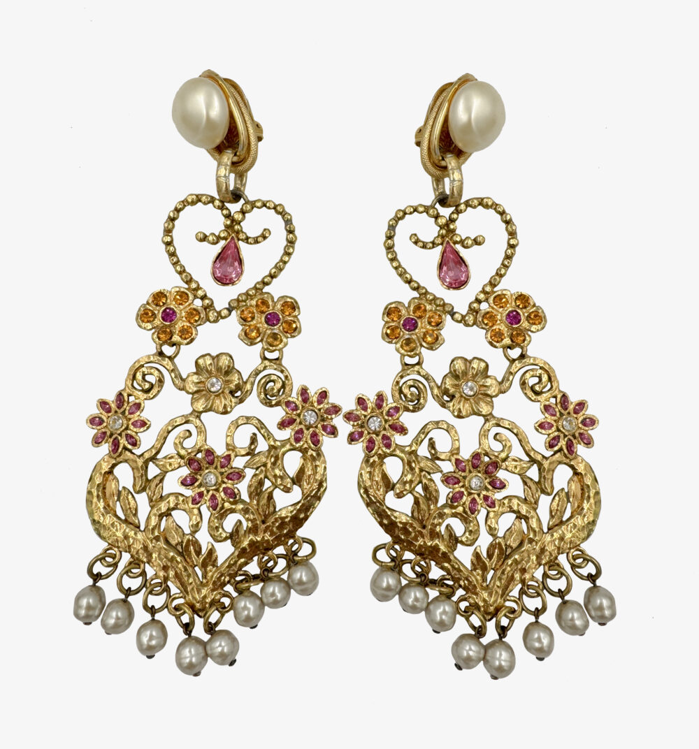 Christian Lacroix couture runway heart clip-on earrings