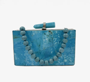 Clutch with turquoise inlay
