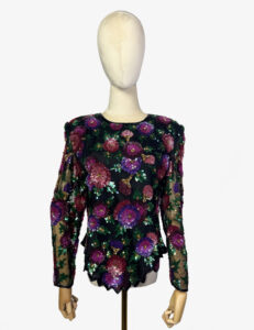 Vintage Laurence Kazar sequined silk blouse