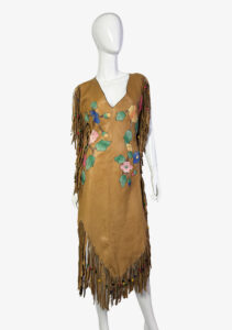 Native american leather dress with applique, 1930's