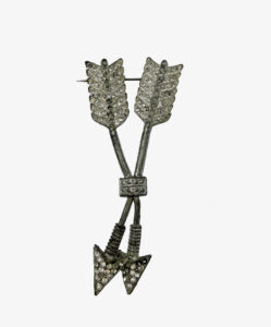Vintage arrow brooch with rhinestones, 1930's
