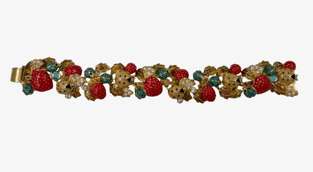 Kenneth Jay Lane strawberry fields enameled bracelet